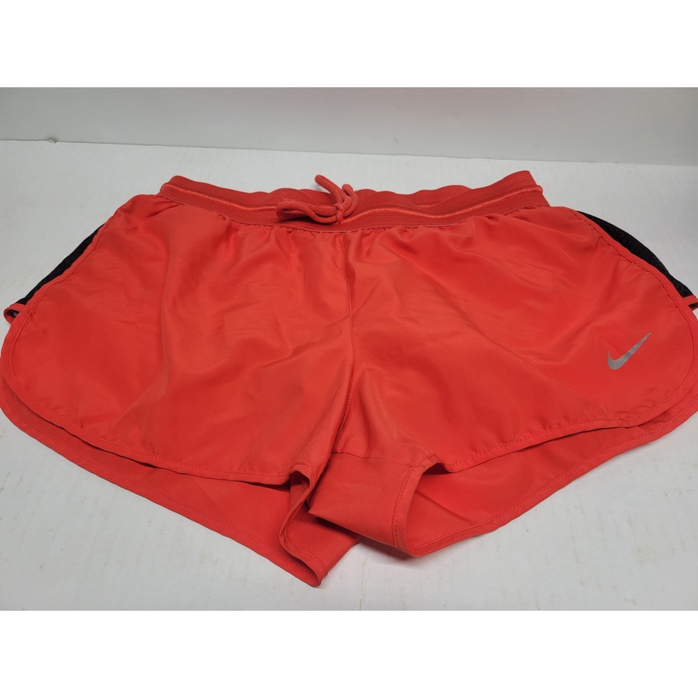 Nike Dri-FIT Running Shorts Orange Black Mesh Athletic Gym Womens Medium